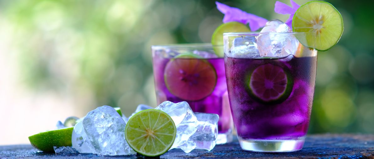 Two glasses of juice in purple color