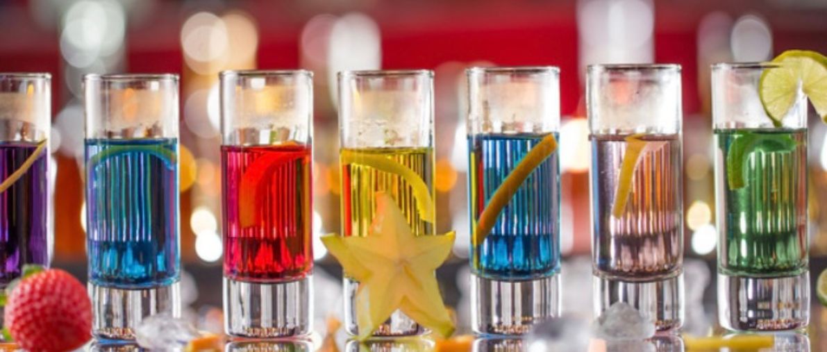 Some glasses of drinks in different colors