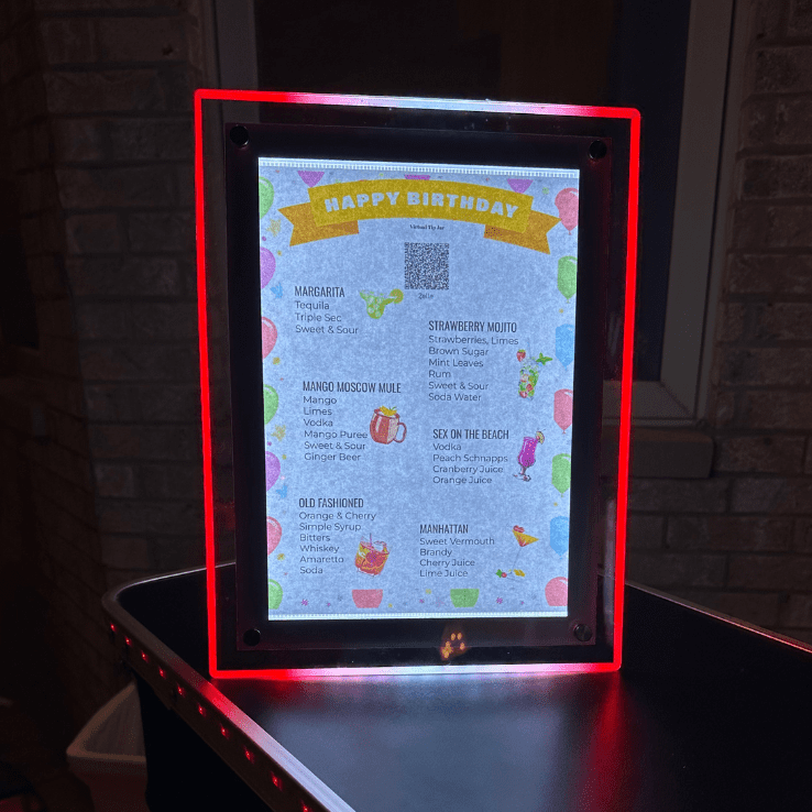 A happy birthday menu kept on a table